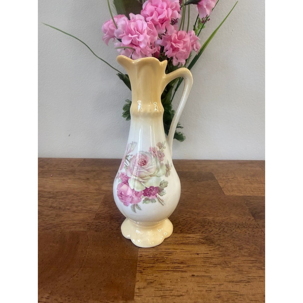 Vintage Old Foley James Kent Staffordshire England Floral Bud Vase Pitcher Pink‎